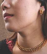 Delicate Leaf Work Temple Necklace Set