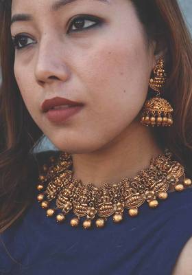 Intricate Lakshmi Temple Work Necklace Set 2