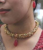 Intricate Emboss Work Temple Hasli Necklace Set