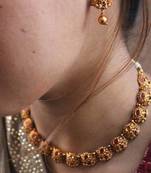 Ruby Red Deliacte Temple Work Necklace Set