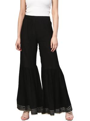 Women's Rayon Black Foil Printed Palazzos 1