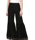 Women's Rayon Black Foil Printed Palazzos