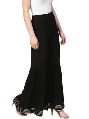 Women's Rayon Black Foil Printed Palazzos 2