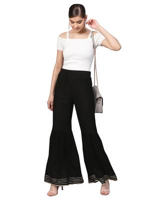 Women's Rayon Black Foil Printed Palazzos 5