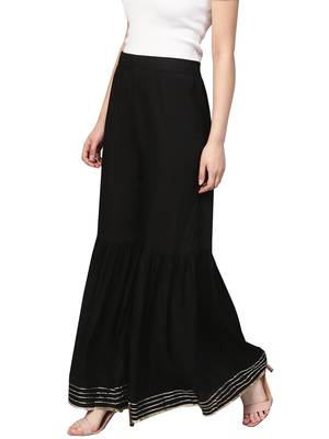 Women's Rayon Black Foil Printed Palazzos 6