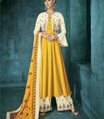 Yellow Embroidered Pure Silk Palazzo Suits