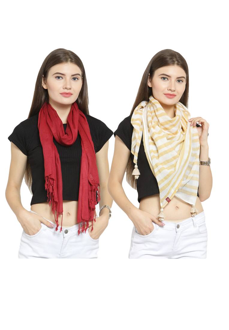 Multicolor Plain Cotton Stole And Dupattas