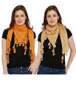 Rust And Fawn Printed Cotton Stole And Dupattas