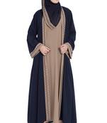 Dual Color Kimono Kashiboo Solid Abaya With Hijab