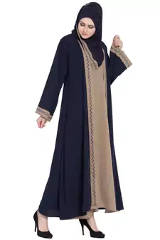Dual Color Kimono Kashiboo Solid Abaya With Hijab