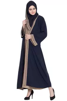 Dual Color Kimono Kashiboo Solid Abaya With Hijab
