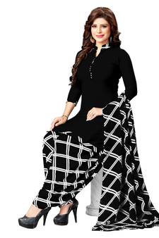 Dress Material Online Churidar Materials Ping Unsched Black Printed Synthetic Unsched Salwar With Tta