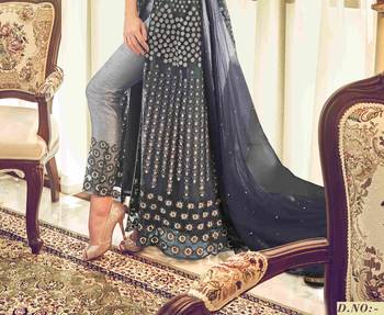 Grey embroidered net salwar 2
