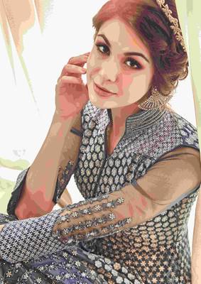 Grey embroidered net salwar 3