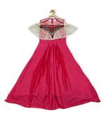 Pink Embroidered Taffeta Kids Gowns