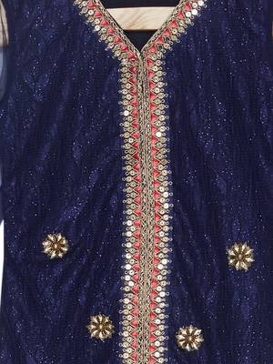 Blue Embroidered Net Kids Salwar Suits 5