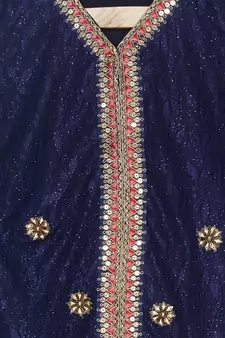 Blue Embroidered Net Kids Salwar Suits
