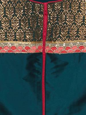 Green Embroidered Taffeta Kids Salwar Suits 5