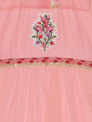 Pink Embroidered Net Kids Salwar Suits 5
