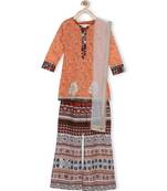 Pink Embroidered Chanderi Silk Kids Salwar Suits