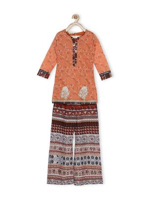 Pink Embroidered Chanderi Silk Kids Salwar Suits 2