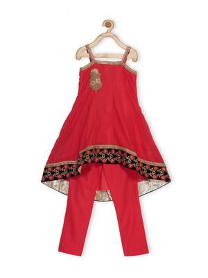 Pink Embroidered Net Kids Salwar Suits 2