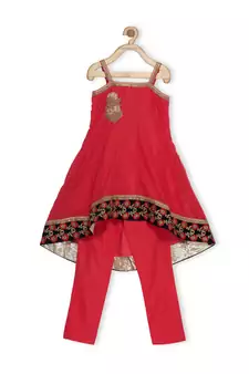 Pink Embroidered Net Kids Salwar Suits