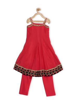 Pink Embroidered Net Kids Salwar Suits 3