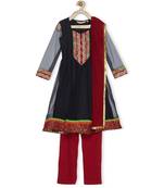 Black Embroidered Net Kids Salwar Suits