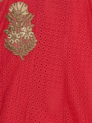 Pink Embroidered Net Kids Salwar Suits 5