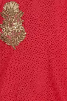 Pink Embroidered Net Kids Salwar Suits