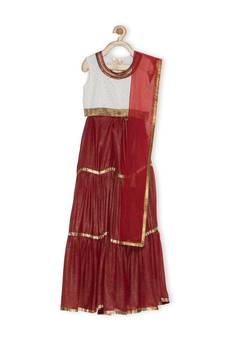White Embroidered Faux Georgette Kids Salwar Suits