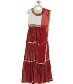 White Embroidered Faux Georgette Kids Salwar Suits