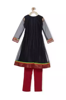 Black Embroidered Net Kids Salwar Suits