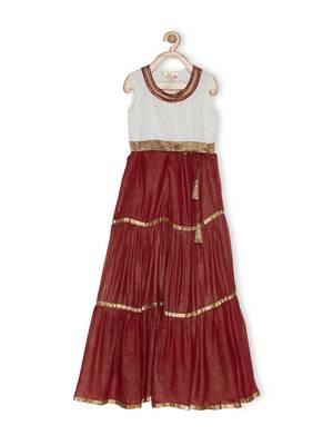 White Embroidered Faux Georgette Kids Salwar Suits 2