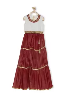 White Embroidered Faux Georgette Kids Salwar Suits