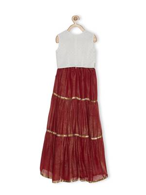 White Embroidered Faux Georgette Kids Salwar Suits 3