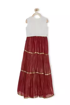 White Embroidered Faux Georgette Kids Salwar Suits