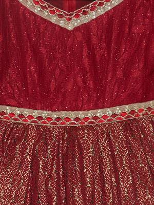 Maroon Woven Net Kids Salwar Suits 5