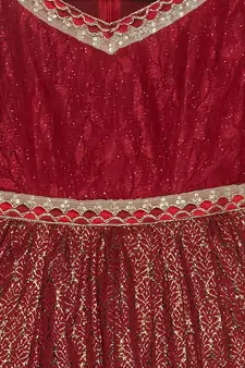 Maroon Woven Net Kids Salwar Suits