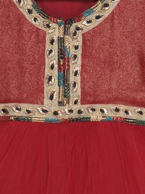 Maroon Embroidered Shimmer Kids Salwar Suits 5