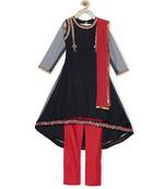Black Embroidered Net Kids Salwar Suits