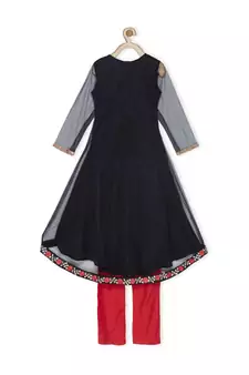 Black Embroidered Net Kids Salwar Suits
