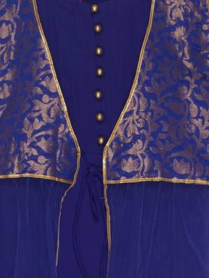 Blue Woven Net Kids Salwar Suits 5