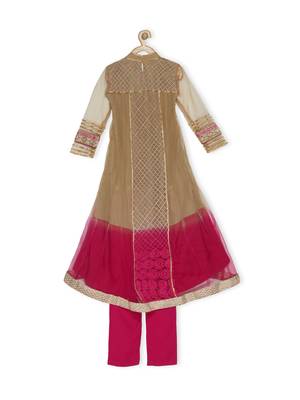 Gold Embroidered Net Kids Salwar Suits 3