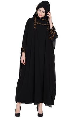Double Layered Kashiboo Solid Abaya With Hijab 2