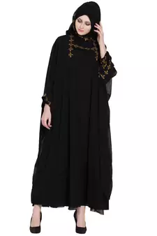 Double Layered Kashiboo Solid Abaya With Hijab