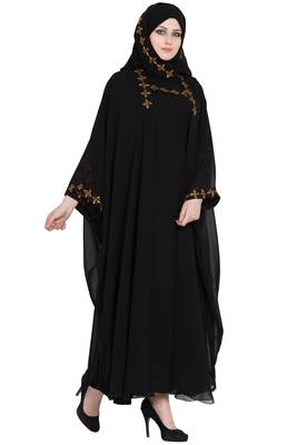 Double Layered Kashiboo Solid Abaya With Hijab 3