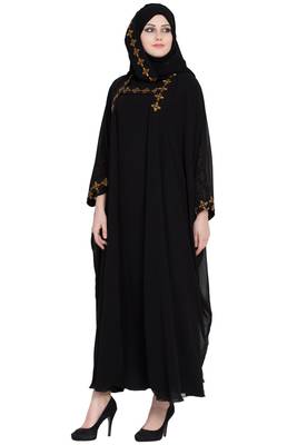 Double Layered Kashiboo Solid Abaya With Hijab 4