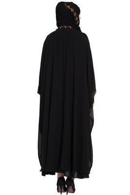 Double Layered Kashiboo Solid Abaya With Hijab 5